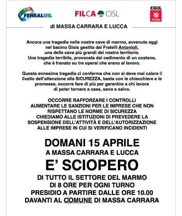 volantino sciopero 15 aprile Massa Carrara