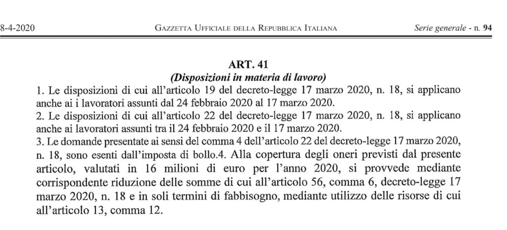 Art. 41 Decreto 23 8 aprile