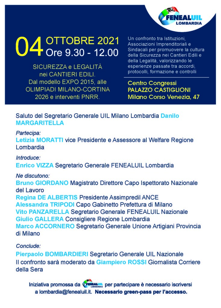 PROGRAMMA 4 OTTOBRE CONVEGNO SICUREZZA MILANO