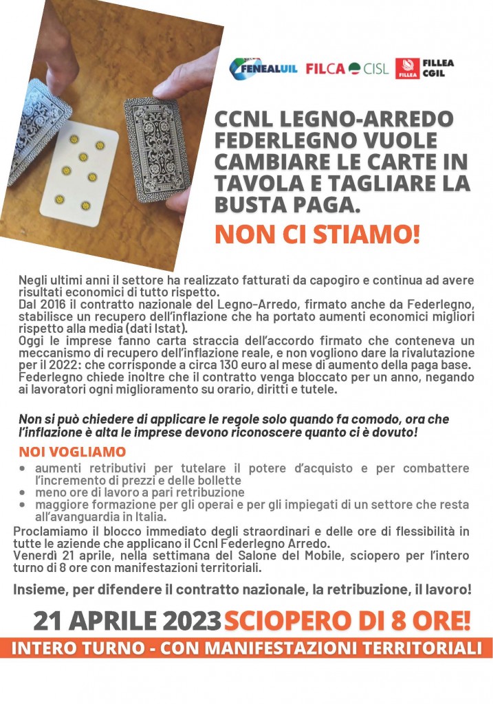VOLANTINO SCIOPERO LEGNO - 21 Aprile 2023